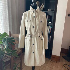 VTG Esprit Cream Wool Blend Statement Coat Long Mobwife Womens S 90s Minimalist